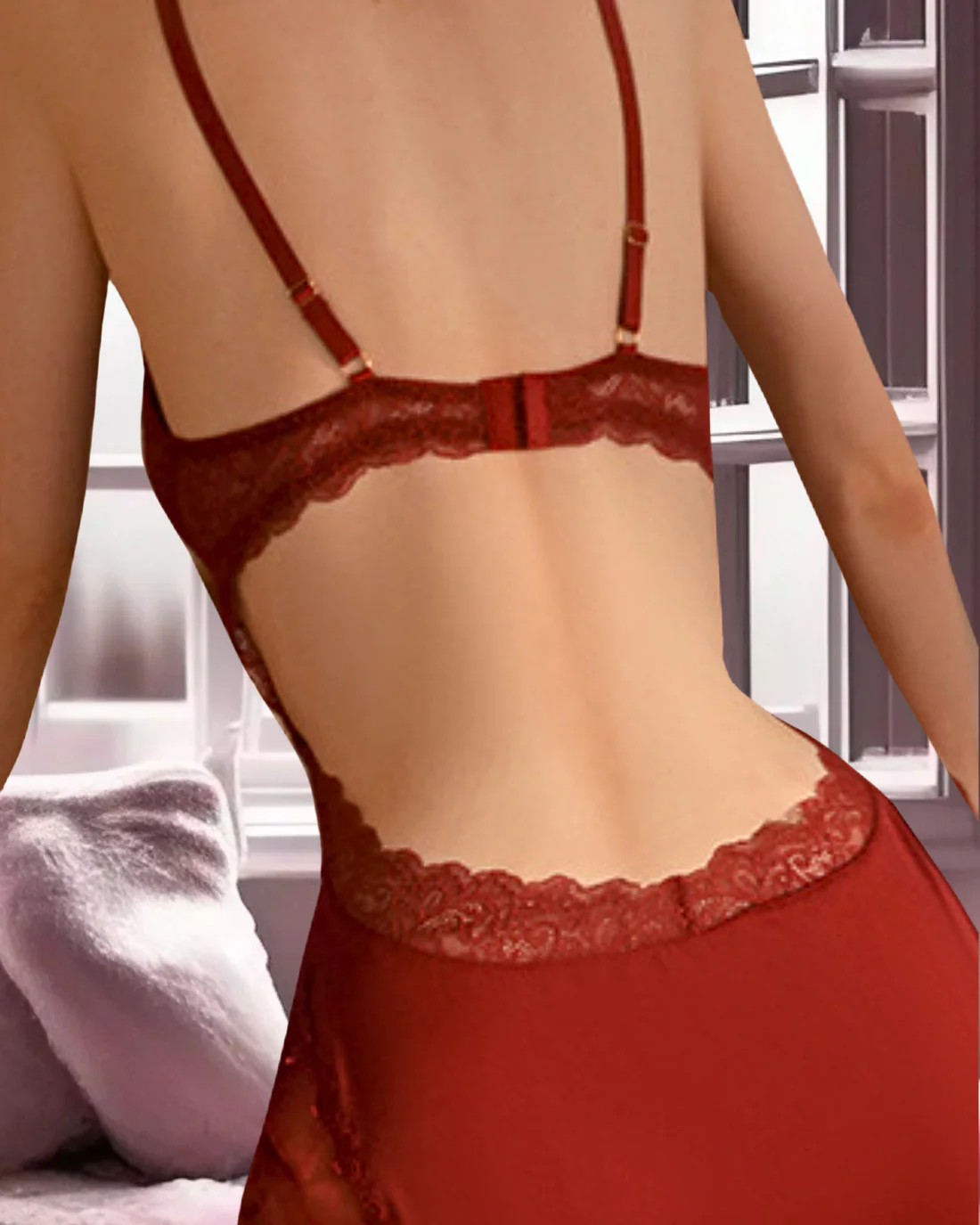 SENCIA LULU & SKY Red NightGown Set