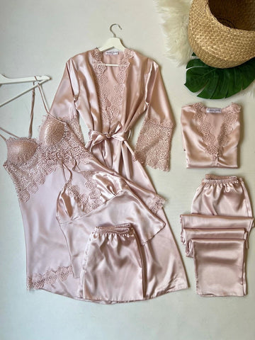 Satin Powder Nightgown Set